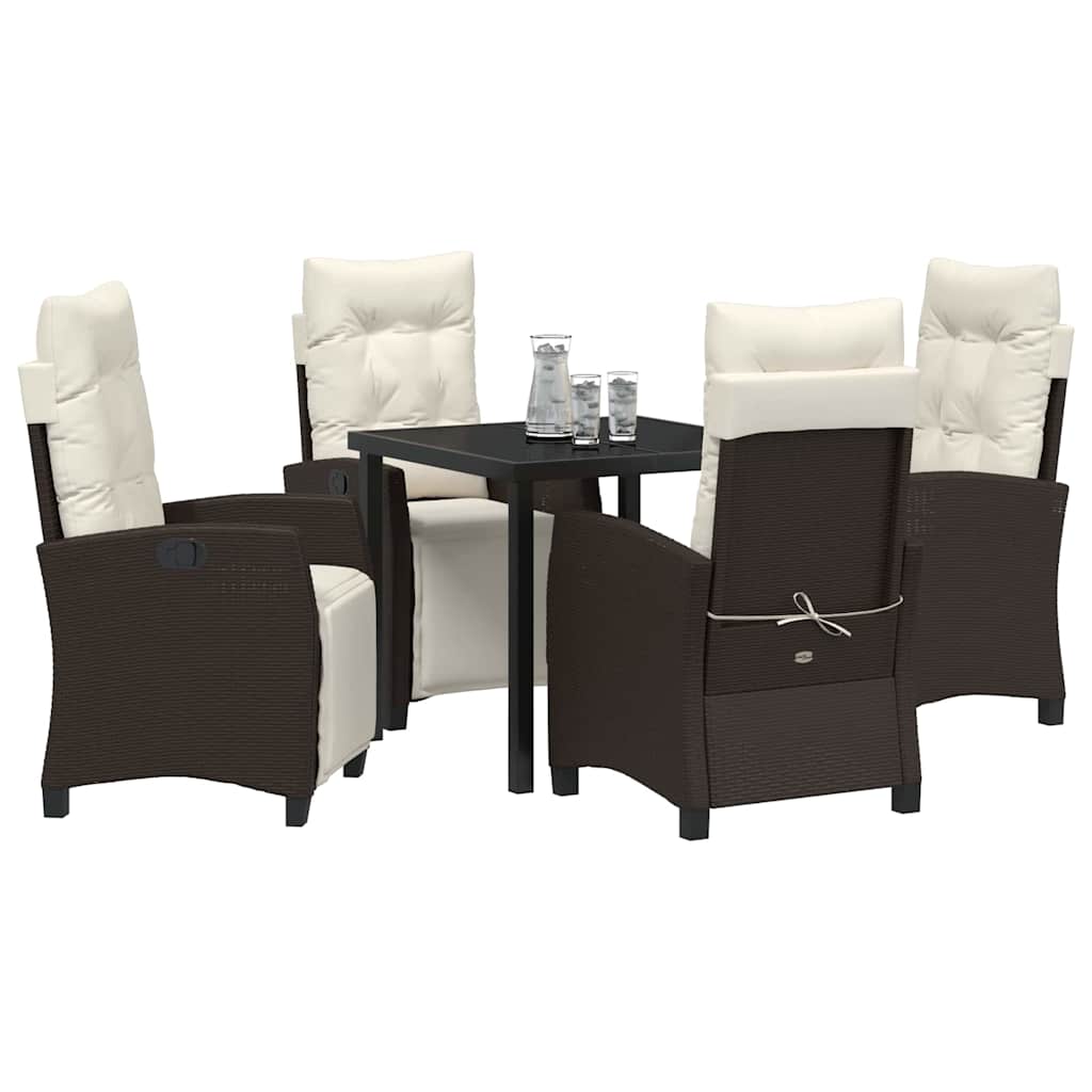Set da Pranzo per Giardino 5 pcs Marrone polyrattan - homemem39
