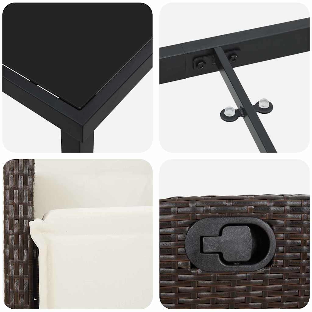 Set da Pranzo per Giardino 5 pcs Marrone polyrattan - homemem39