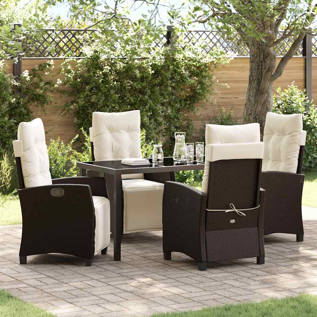 Set da Pranzo per Giardino 5 pcs Marrone polyrattan - homemem39