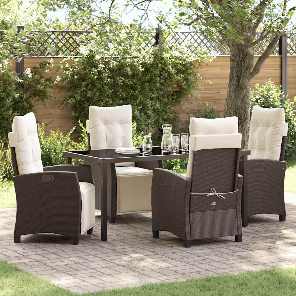 Set da Pranzo per Giardino 5 pcs Marrone polyrattan - homemem39