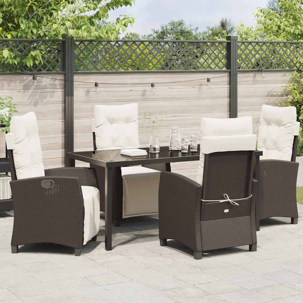 Set da Pranzo per Giardino 5 pcs Marrone polyrattan - homemem39
