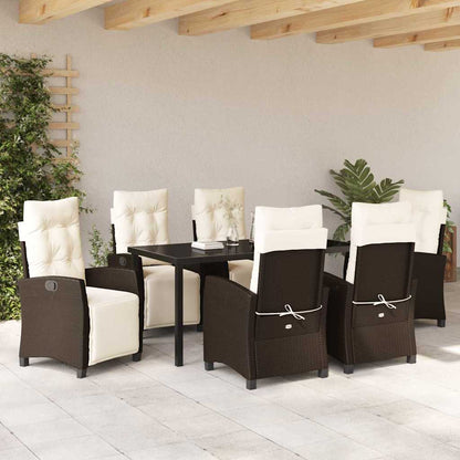 Set da Pranzo per Giardino 7 pcs Marrone polyrattan - homemem39