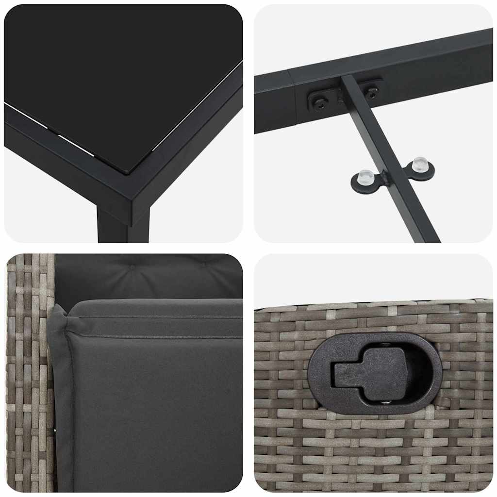 Set da Pranzo per Giardino 3 pcs Grigio polyrattan - homemem39