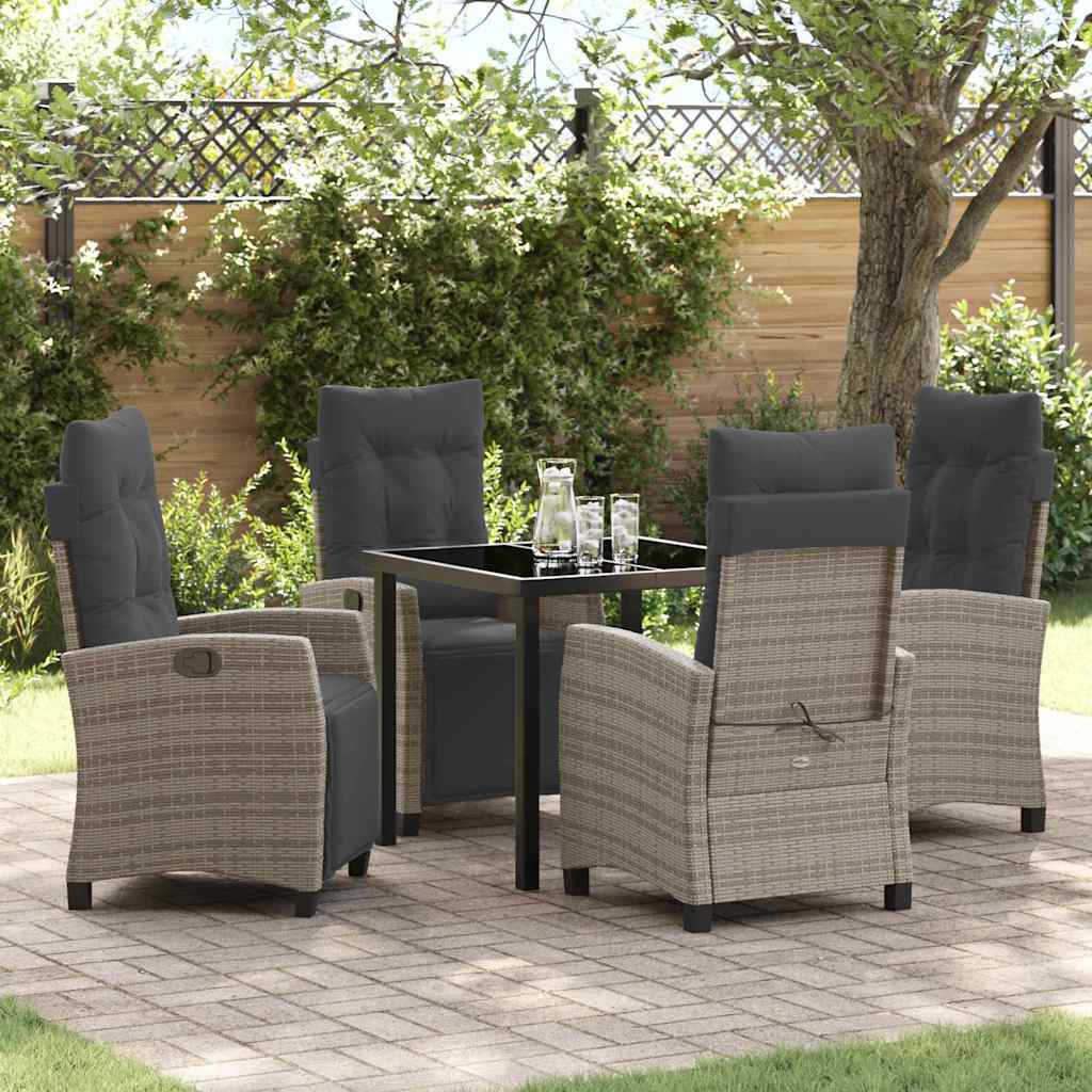 Set da Pranzo per Giardino 5 pcs Grigio polyrattan - homemem39