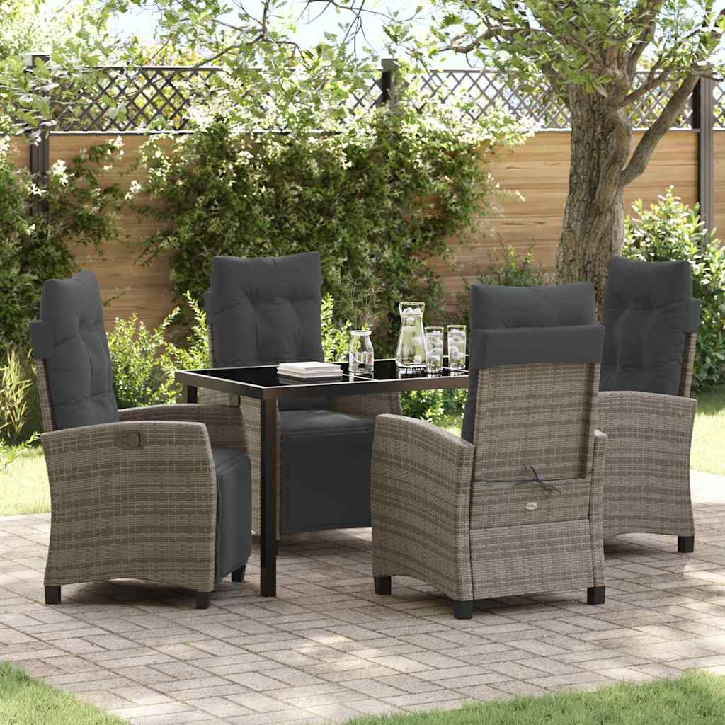 Set da Pranzo per Giardino 5 pcs Grigio polyrattan - homemem39