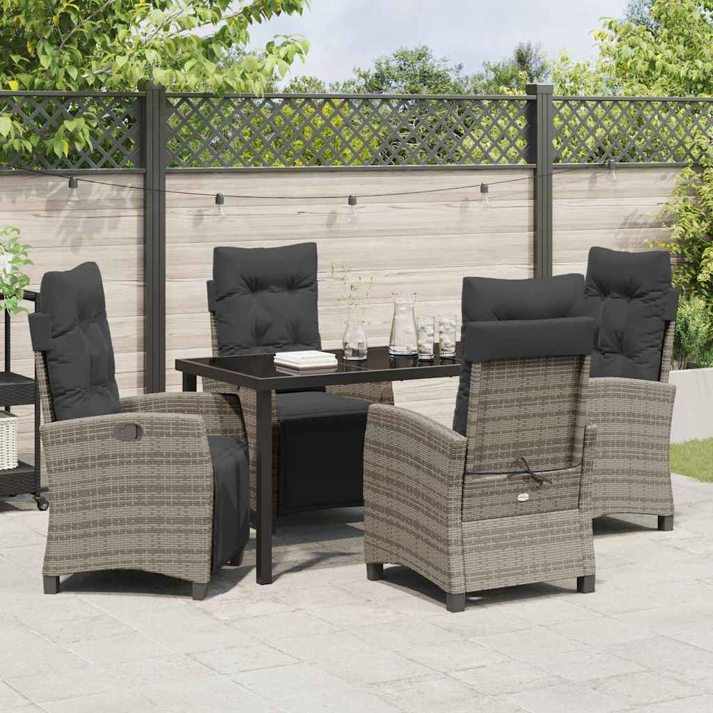 Set da Pranzo per Giardino 5 pcs Grigio polyrattan - homemem39