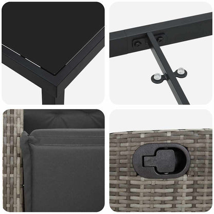 Set da Pranzo per Giardino 5 pcs Grigio polyrattan - homemem39