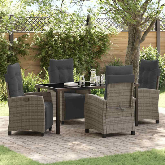 Set da Pranzo per Giardino 5 pcs Grigio polyrattan - homemem39