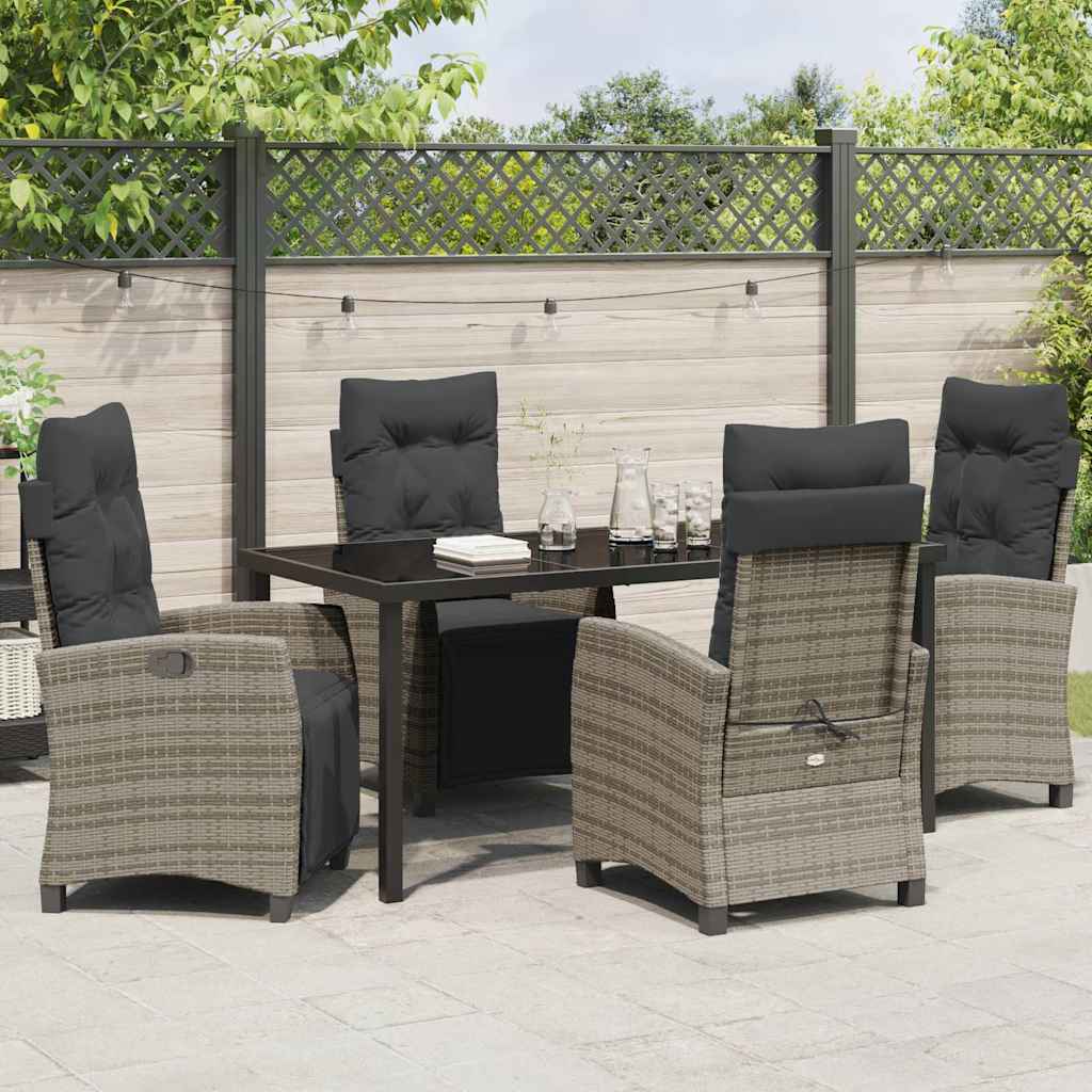 Set da Pranzo per Giardino 5 pcs Grigio polyrattan - homemem39