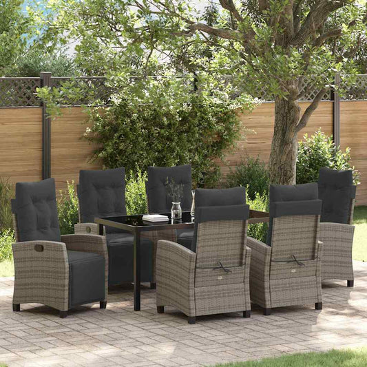Set da Pranzo per Giardino 7 pcs Grigio polyrattan - homemem39