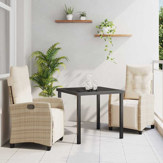 Set da Pranzo per Giardino 3 pcs Beige polyrattan - homemem39