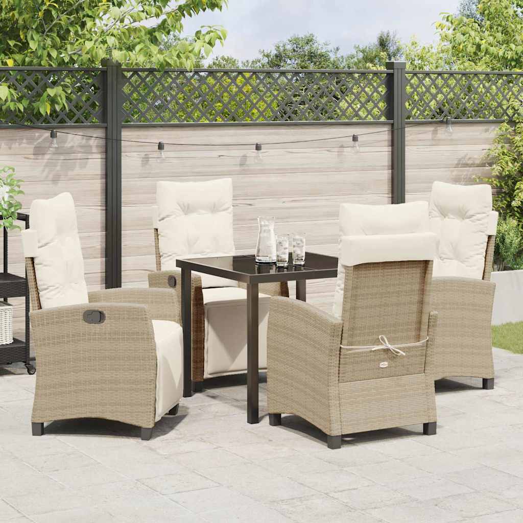 Set da Pranzo per Giardino 5 pcs Beige polyrattan - homemem39