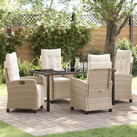 Set da Pranzo per Giardino 5 pcs Beige polyrattan - homemem39