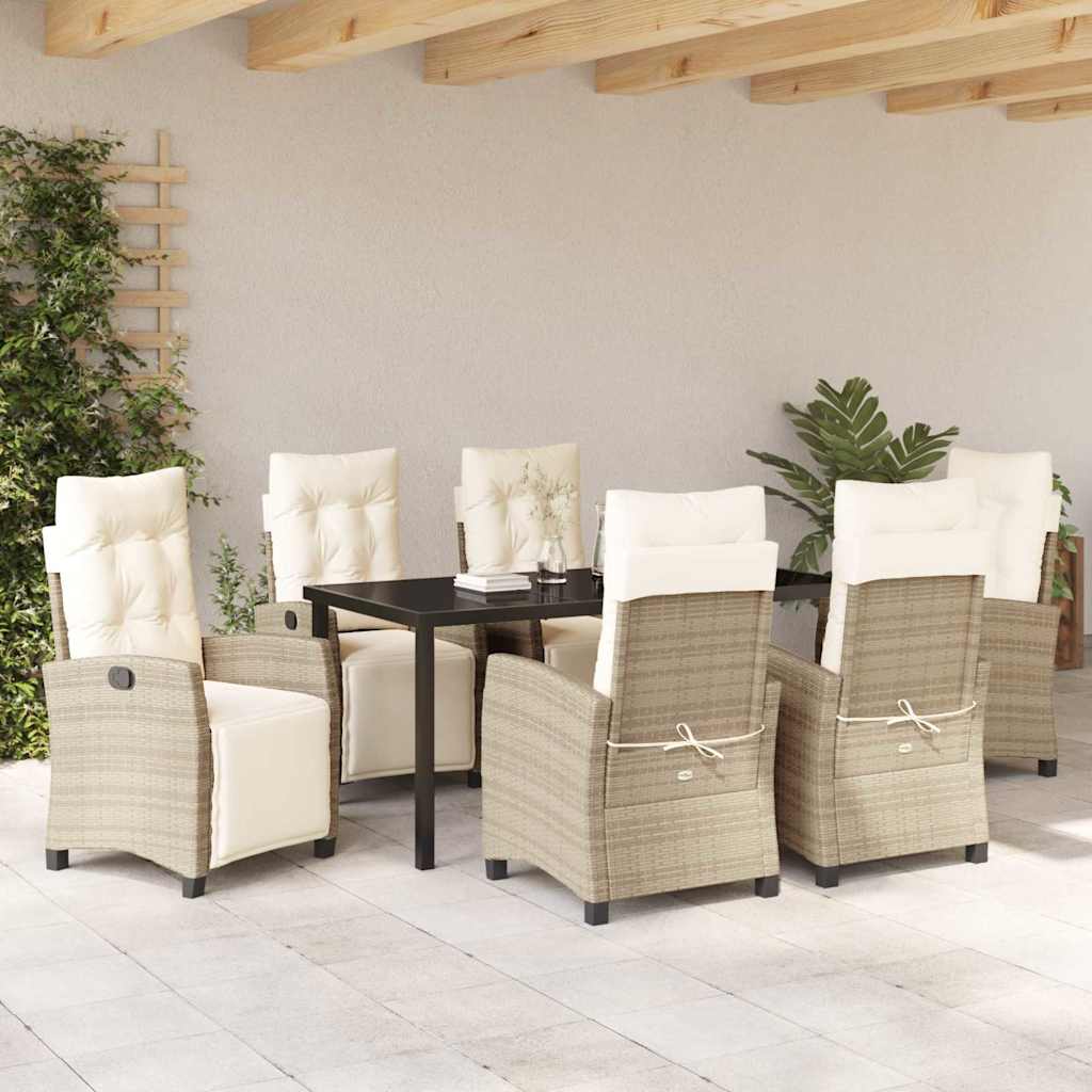 Set da Pranzo per Giardino 7 pcs Beige polyrattan - homemem39