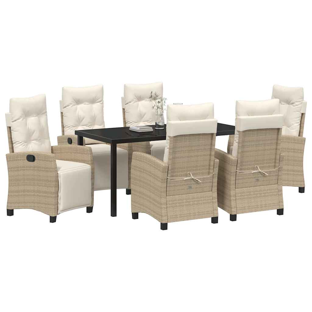 Set da Pranzo per Giardino 7 pcs Beige polyrattan - homemem39