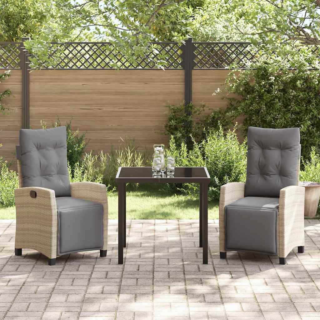 Set da Pranzo per Giardino 3 pcs Beige polyrattan - homemem39