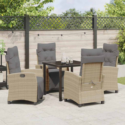 Set da Pranzo per Giardino 5 pcs Beige polyrattan