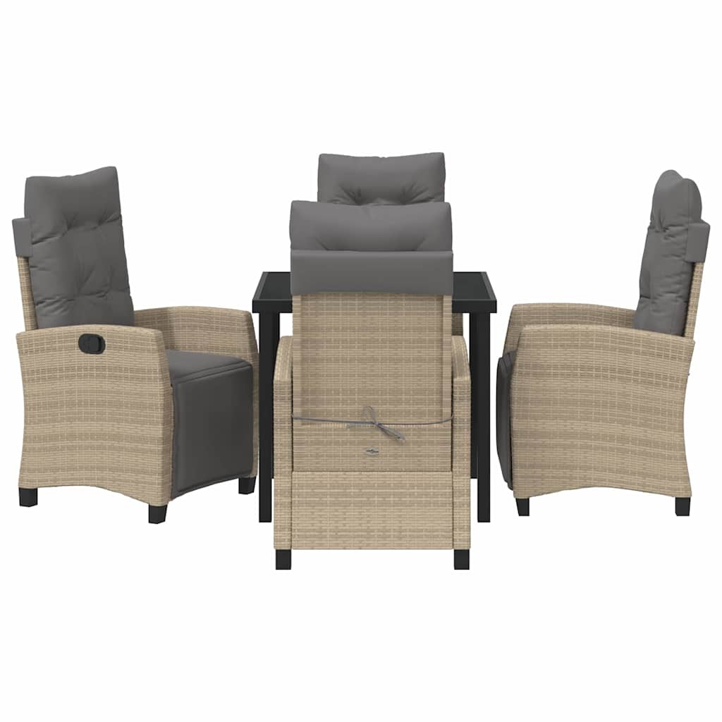 Set da Pranzo per Giardino 5 pcs Beige polyrattan