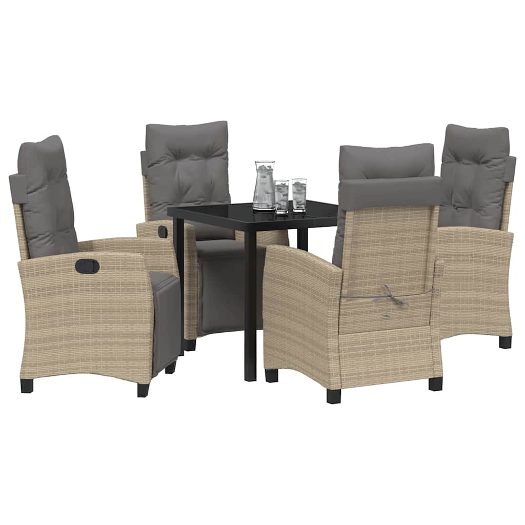 Set da Pranzo per Giardino 5 pcs Beige polyrattan