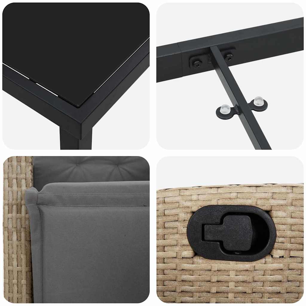 Set da Pranzo per Giardino 7 pcs Beige polyrattan - homemem39