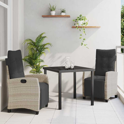 Set da Pranzo per Giardino 3 pcs Grigio chiaro polyrattan - homemem39