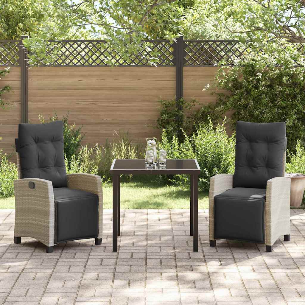 Set da Pranzo per Giardino 3 pcs Grigio chiaro polyrattan - homemem39