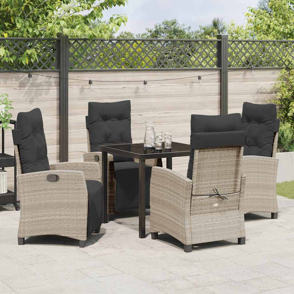 Set da Pranzo per Giardino 5 pcs Grigio chiaro polyrattan - homemem39