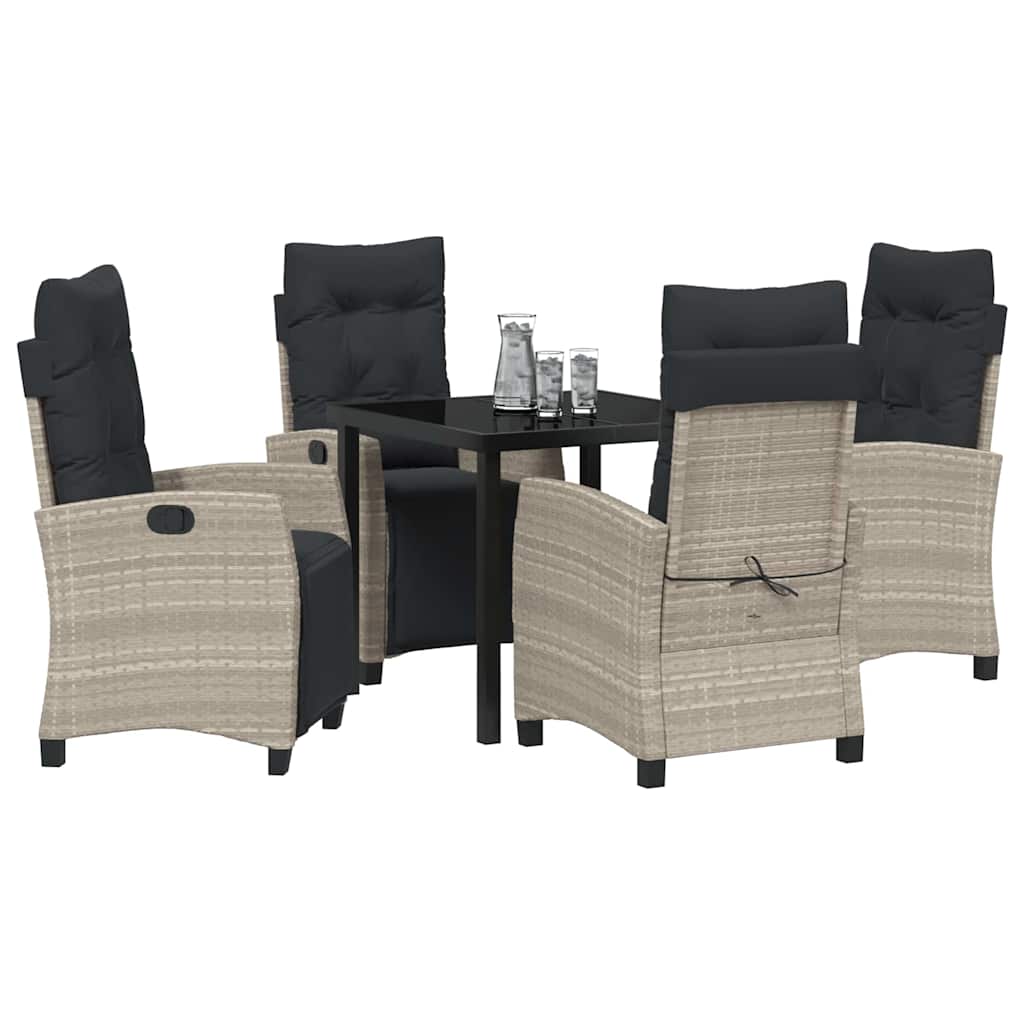 Set da Pranzo per Giardino 5 pcs Grigio chiaro polyrattan - homemem39
