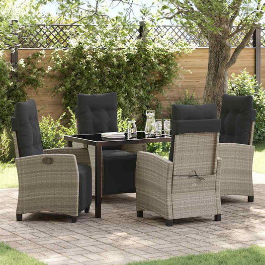 Set da Pranzo per Giardino 5 pcs Grigio chiaro polyrattan - homemem39