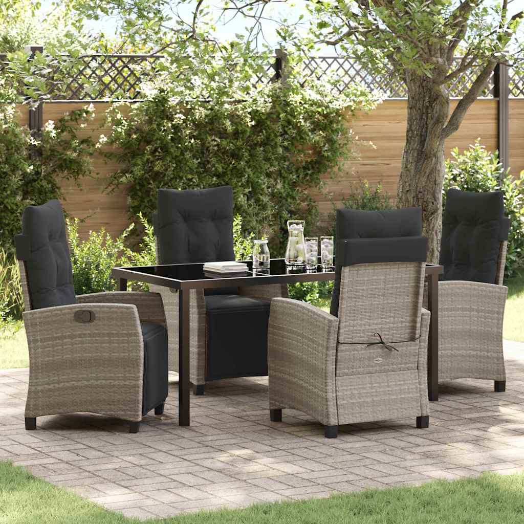 Set da Pranzo per Giardino 5 pcs Grigio chiaro polyrattan - homemem39