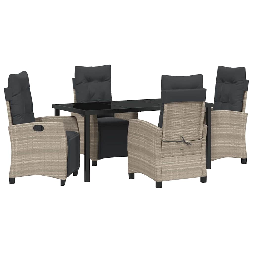 Set da Pranzo per Giardino 5 pcs Grigio chiaro polyrattan - homemem39