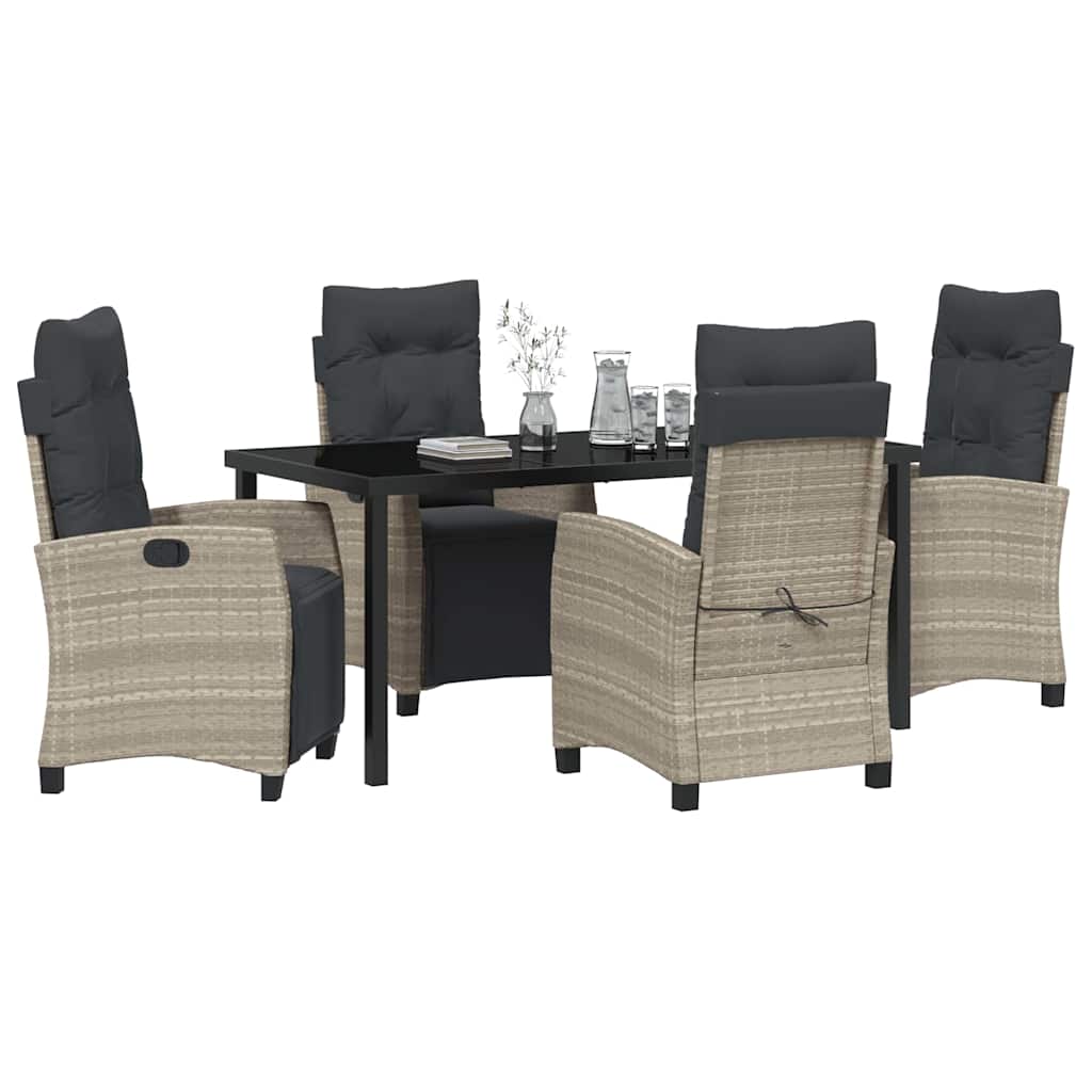 Set da Pranzo per Giardino 5 pcs Grigio chiaro polyrattan - homemem39