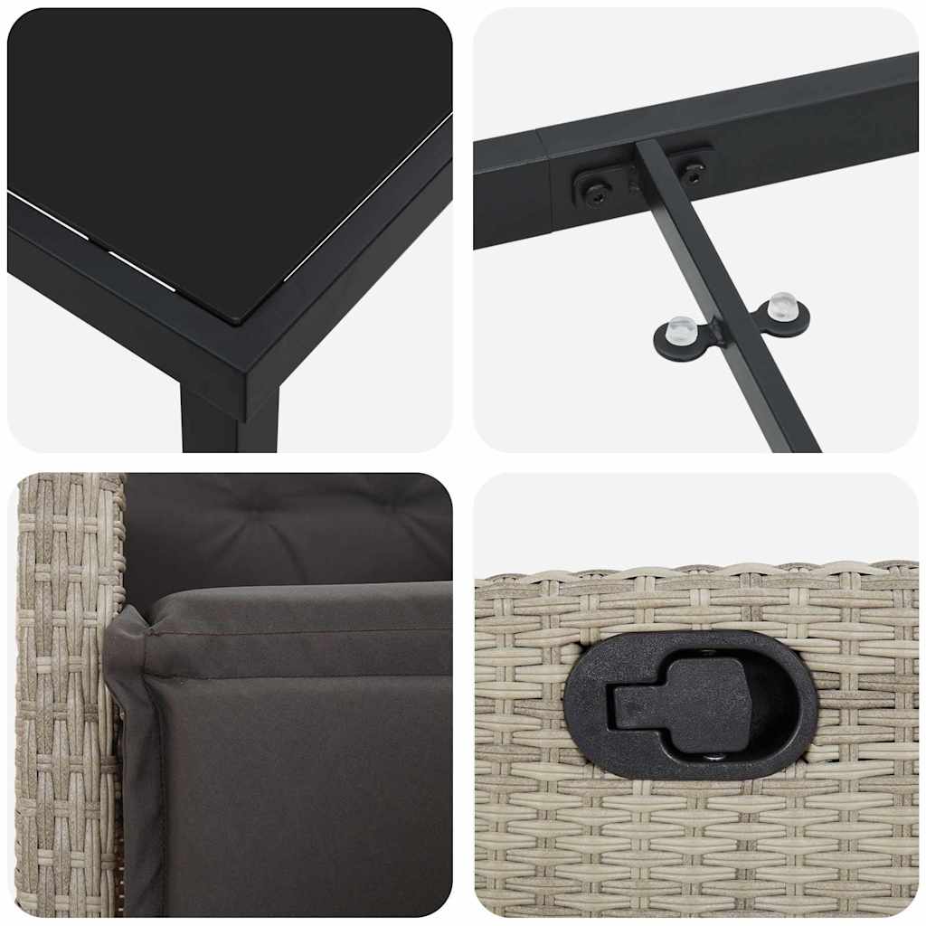 Set da Pranzo per Giardino 7 pcs Grigio chiaro polyrattan - homemem39