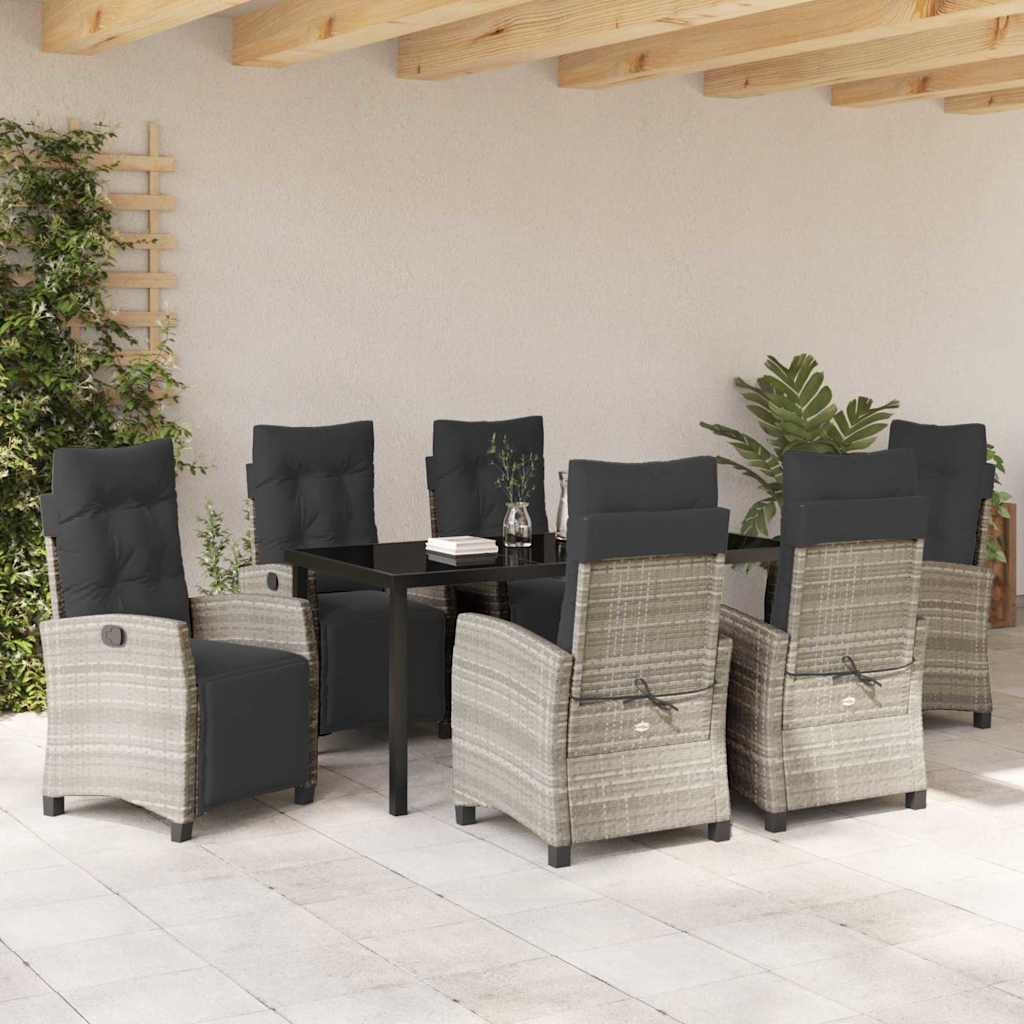 Set da Pranzo per Giardino 7 pcs Grigio chiaro polyrattan - homemem39