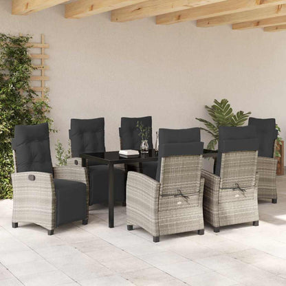 Set da Pranzo per Giardino 7 pcs Grigio chiaro polyrattan - homemem39