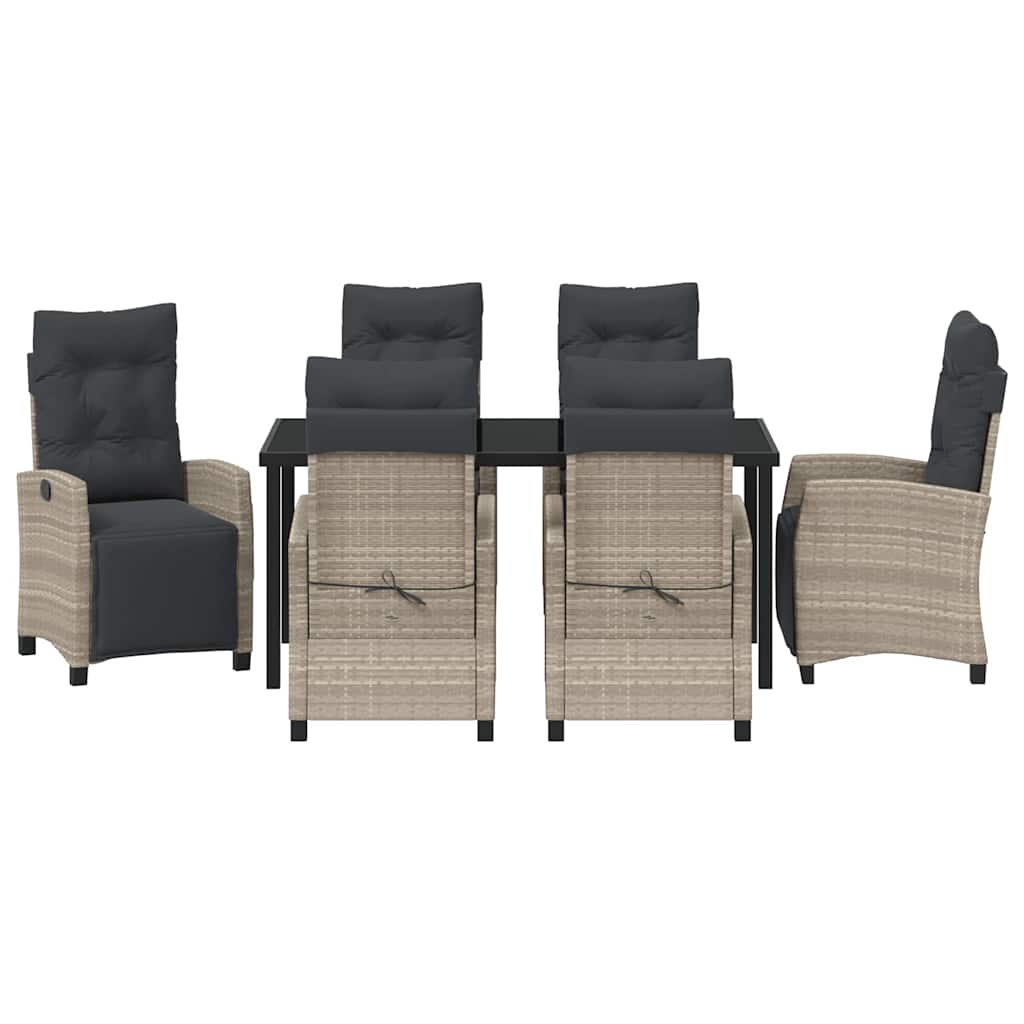 Set da Pranzo per Giardino 7 pcs Grigio chiaro polyrattan - homemem39