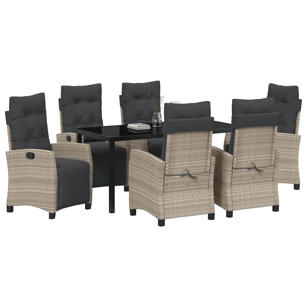 Set da Pranzo per Giardino 7 pcs Grigio chiaro polyrattan - homemem39