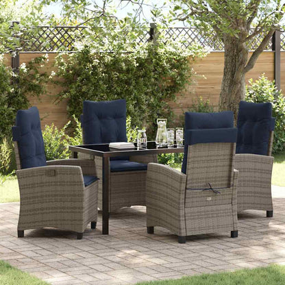 Set da Pranzo per Giardino con cuscino 5 pcs Grigio polyrattan | homemem39