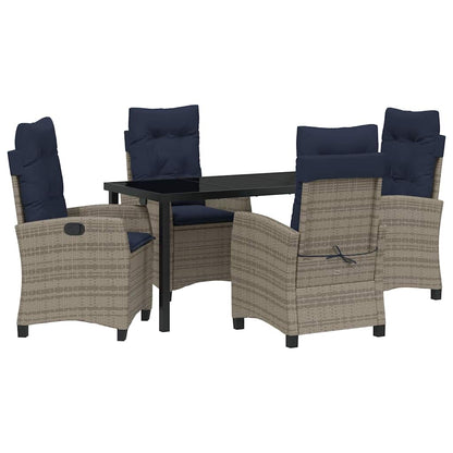 Set da Pranzo per Giardino con cuscino 5 pcs Grigio polyrattan | homemem39