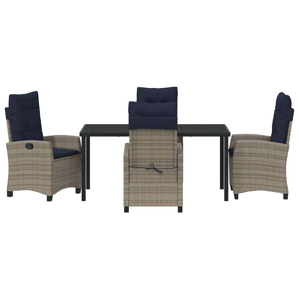 Set da Pranzo per Giardino con cuscino 5 pcs Grigio polyrattan | homemem39
