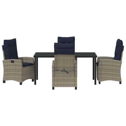 Set da Pranzo per Giardino con cuscino 5 pcs Grigio polyrattan | homemem39