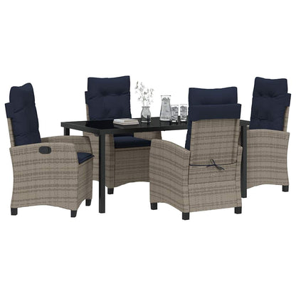 Set da Pranzo per Giardino con cuscino 5 pcs Grigio polyrattan | homemem39