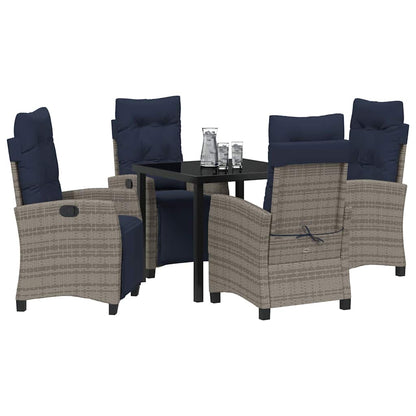 Set da Pranzo per Giardino con cuscino 5 pcs Grigio polyrattan | homemem39