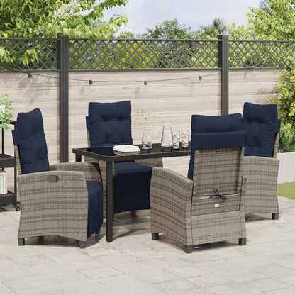 Set da Pranzo per Giardino con cuscino 5 pcs Grigio polyrattan | homemem39