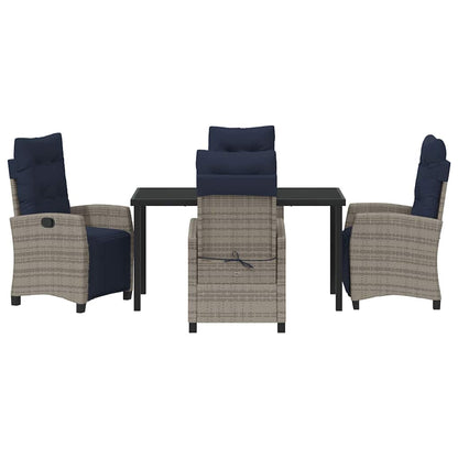 Set da Pranzo per Giardino con cuscino 5 pcs Grigio polyrattan | homemem39