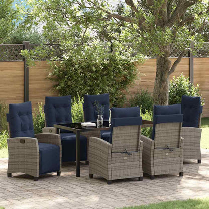Set da Pranzo per Giardino con cuscino 7 pcs Grigio polyrattan | homemem39