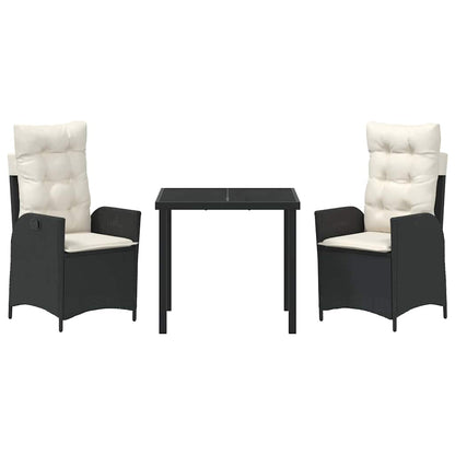 Set da Pranzo per Giardino 3 pcs Nero polyrattan - homemem39