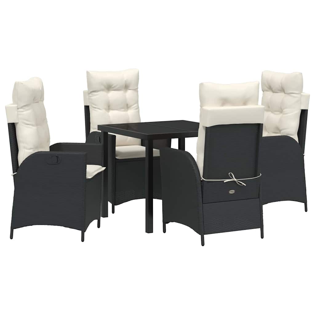 Set da Pranzo per Giardino 5 pcs Nero polyrattan - homemem39