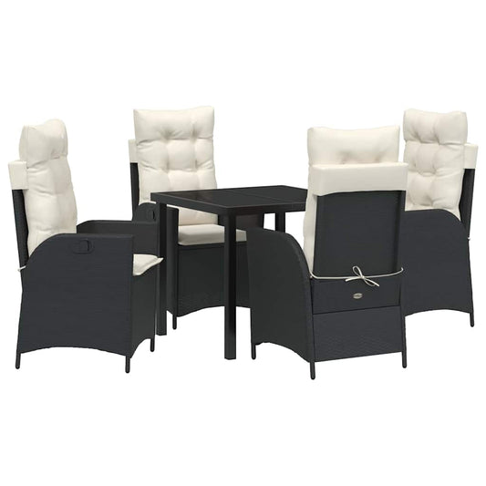 Set da Pranzo per Giardino 5 pcs Nero polyrattan - homemem39
