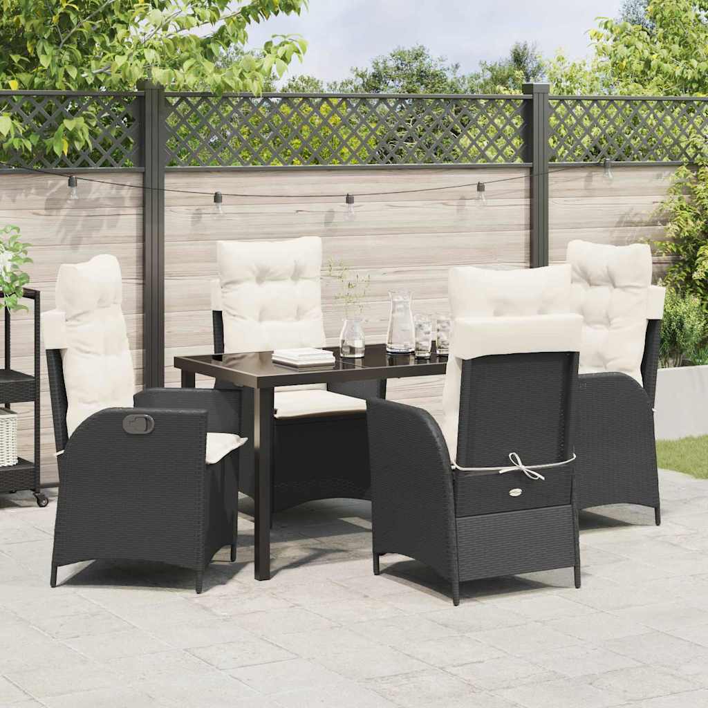 Set da Pranzo per Giardino 5 pcs Nero polyrattan - homemem39